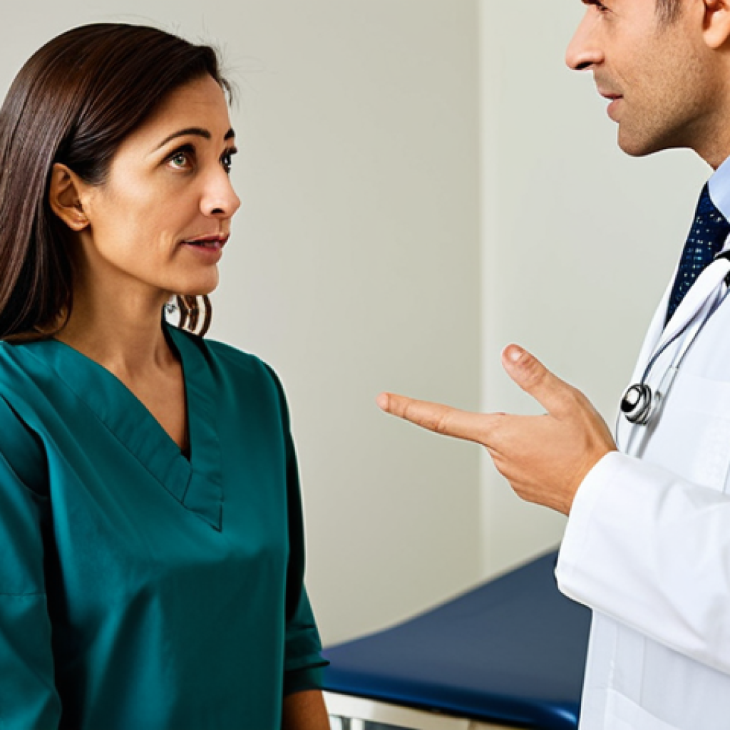 Doctor Explaining Diagnosis**
"A compassionate oncologist in a professional setting, explaining a diagnosis to a fully clothed, concerned-looking patient. The doctor is pointing to an x-ray or scan on a screen, illustrating the tumor's location. Background is a well-lit examination room. Safe for work, appropriate content, perfect anatomy, natural pose, professional, family-friendly, modest clothing."
**