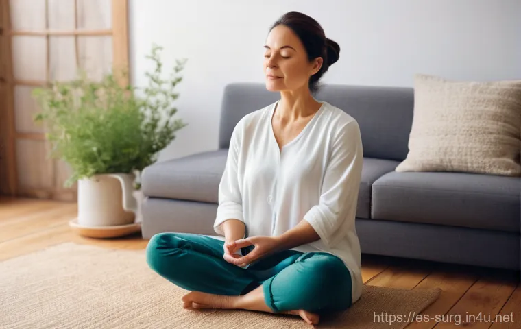 대장암 수술 후 관리 - **Prompt:** A person, gender-neutral, in their 30s to 50s, enjoying a gentle morning walk in a beaut...