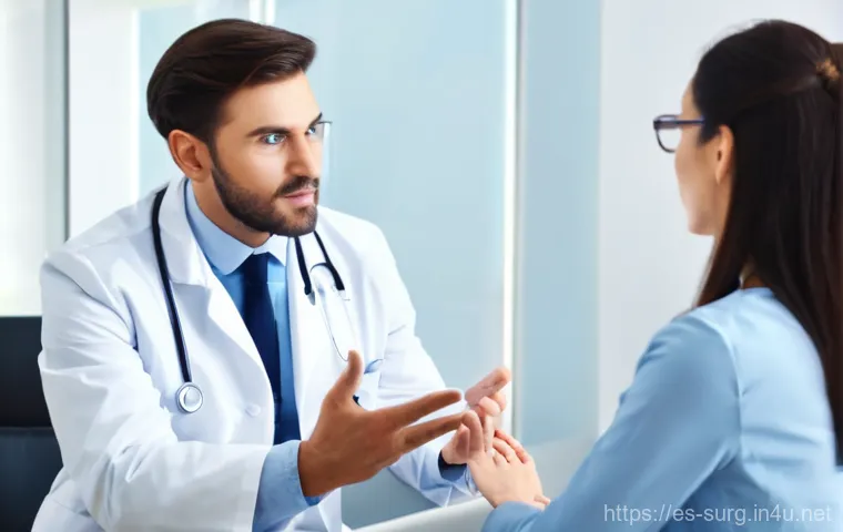 탈장 진단 및 치료 - **Prompt 1: Subtle Discomfort and Awareness**
    A person, between 35 and 50 years old, male or fem...